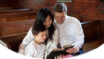 Words of Worship - Family reading in church